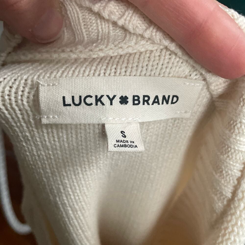Lucky Brand Cream Cottage Dainty Country Floral Embroidered Grandma Cardigan S - Picture 7 of 9